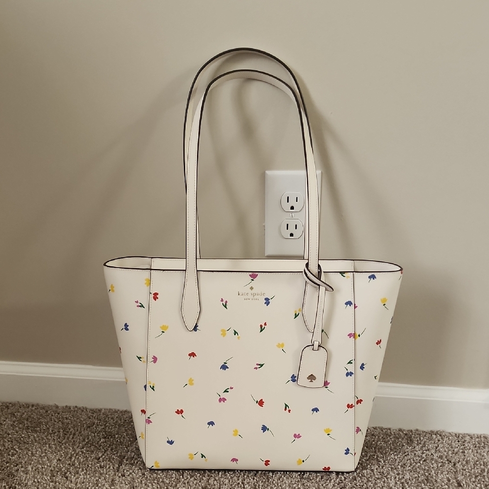 Kate Spade Ivory Tote with Colorful Floral Design Dana Shoreside Floral Tote